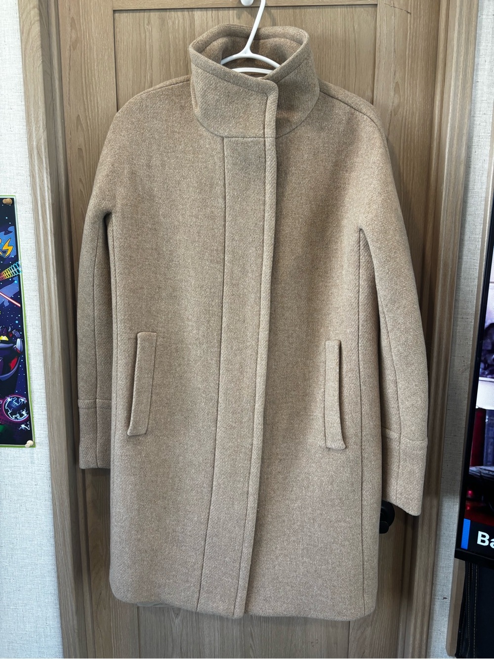 J. Crew Cocoon Wool Coat Stadium Cloth by Nello Gori Size XS Funnel Neck